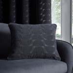 Lucca Charcoal Eyelet Curtains and Cushion by Studio g